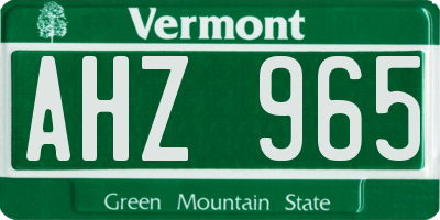 VT license plate AHZ965