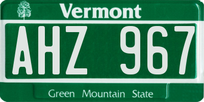VT license plate AHZ967