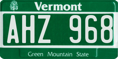 VT license plate AHZ968