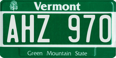 VT license plate AHZ970