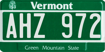 VT license plate AHZ972