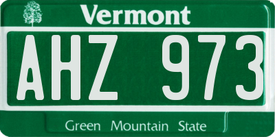 VT license plate AHZ973