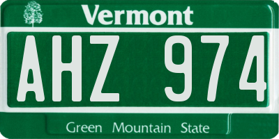 VT license plate AHZ974