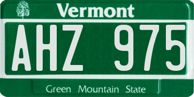 VT license plate AHZ975