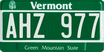 VT license plate AHZ977