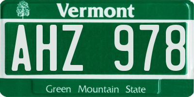 VT license plate AHZ978