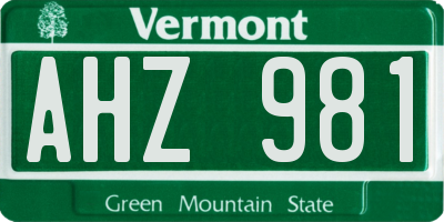 VT license plate AHZ981