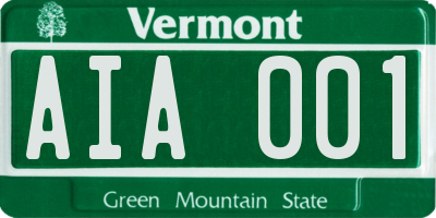 VT license plate AIA001
