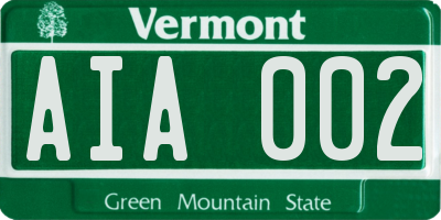 VT license plate AIA002