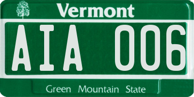 VT license plate AIA006