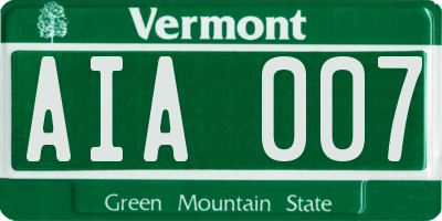 VT license plate AIA007
