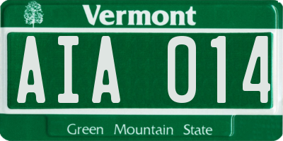 VT license plate AIA014
