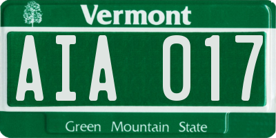 VT license plate AIA017