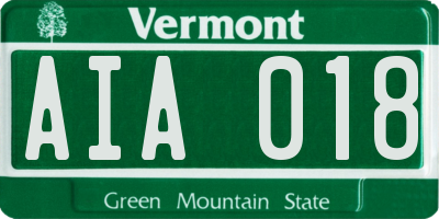 VT license plate AIA018