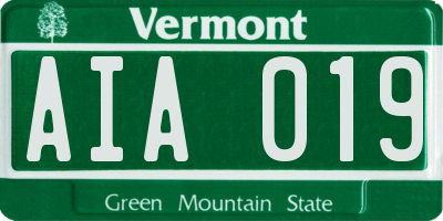 VT license plate AIA019