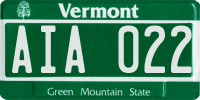 VT license plate AIA022