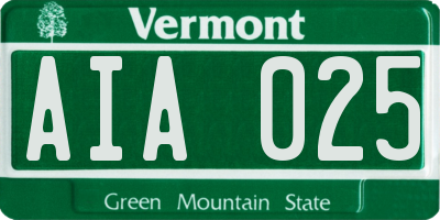 VT license plate AIA025