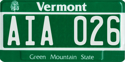 VT license plate AIA026
