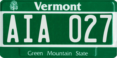 VT license plate AIA027