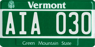 VT license plate AIA030