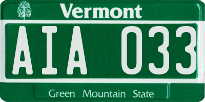 VT license plate AIA033