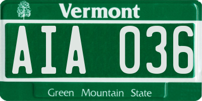 VT license plate AIA036