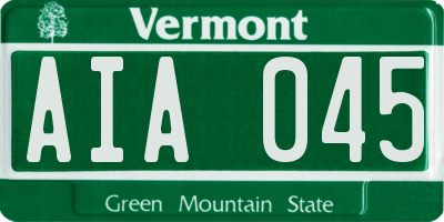 VT license plate AIA045