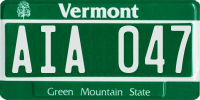 VT license plate AIA047