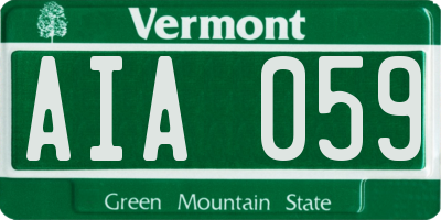 VT license plate AIA059