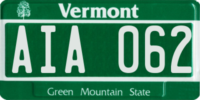 VT license plate AIA062