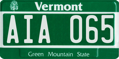 VT license plate AIA065