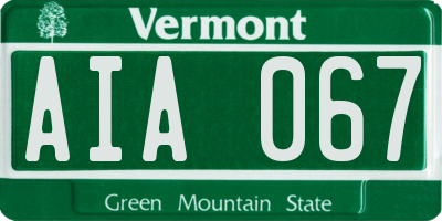 VT license plate AIA067