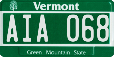 VT license plate AIA068