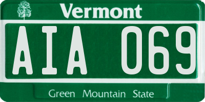 VT license plate AIA069