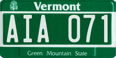 VT license plate AIA071