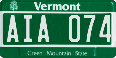VT license plate AIA074