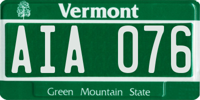 VT license plate AIA076