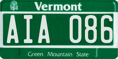 VT license plate AIA086