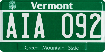 VT license plate AIA092