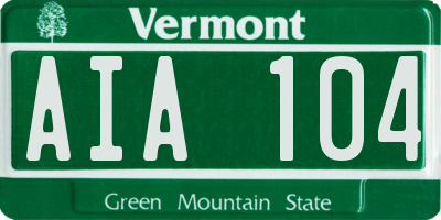VT license plate AIA104
