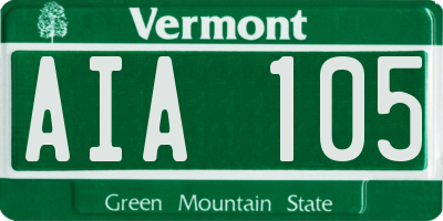 VT license plate AIA105