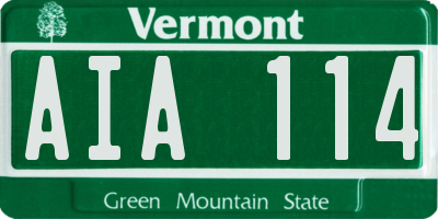 VT license plate AIA114