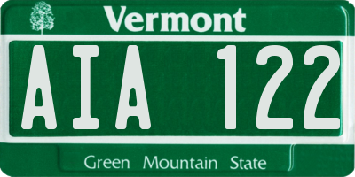 VT license plate AIA122
