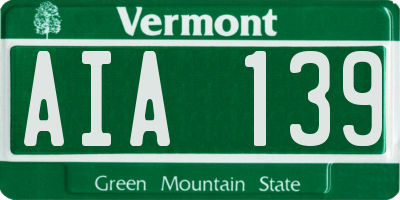VT license plate AIA139