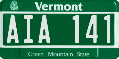 VT license plate AIA141