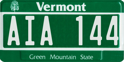 VT license plate AIA144