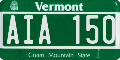 VT license plate AIA150
