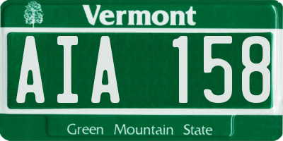 VT license plate AIA158