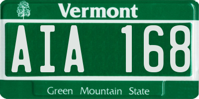 VT license plate AIA168