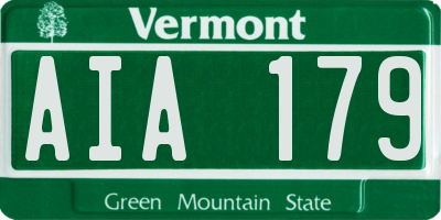 VT license plate AIA179